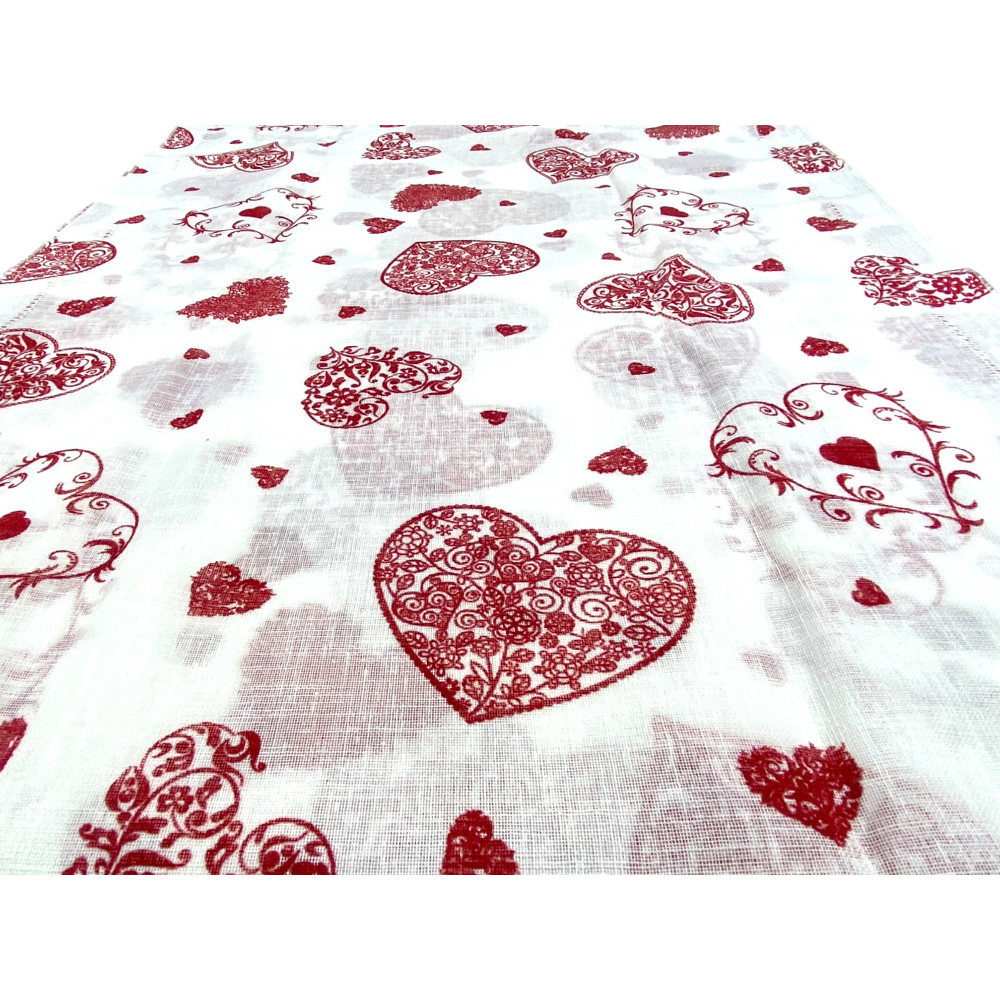 Coppia TENDINA a vetro Cuore Rosso larga cm. 60 da Finestra e da Porta